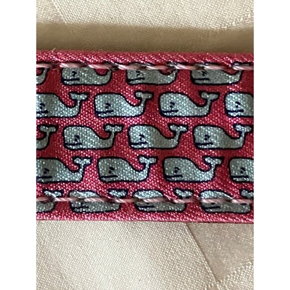 Vineyard Vines Fabric Genuine Leather Whales Red Fashion Belt Size S - Picture 2 of 13
